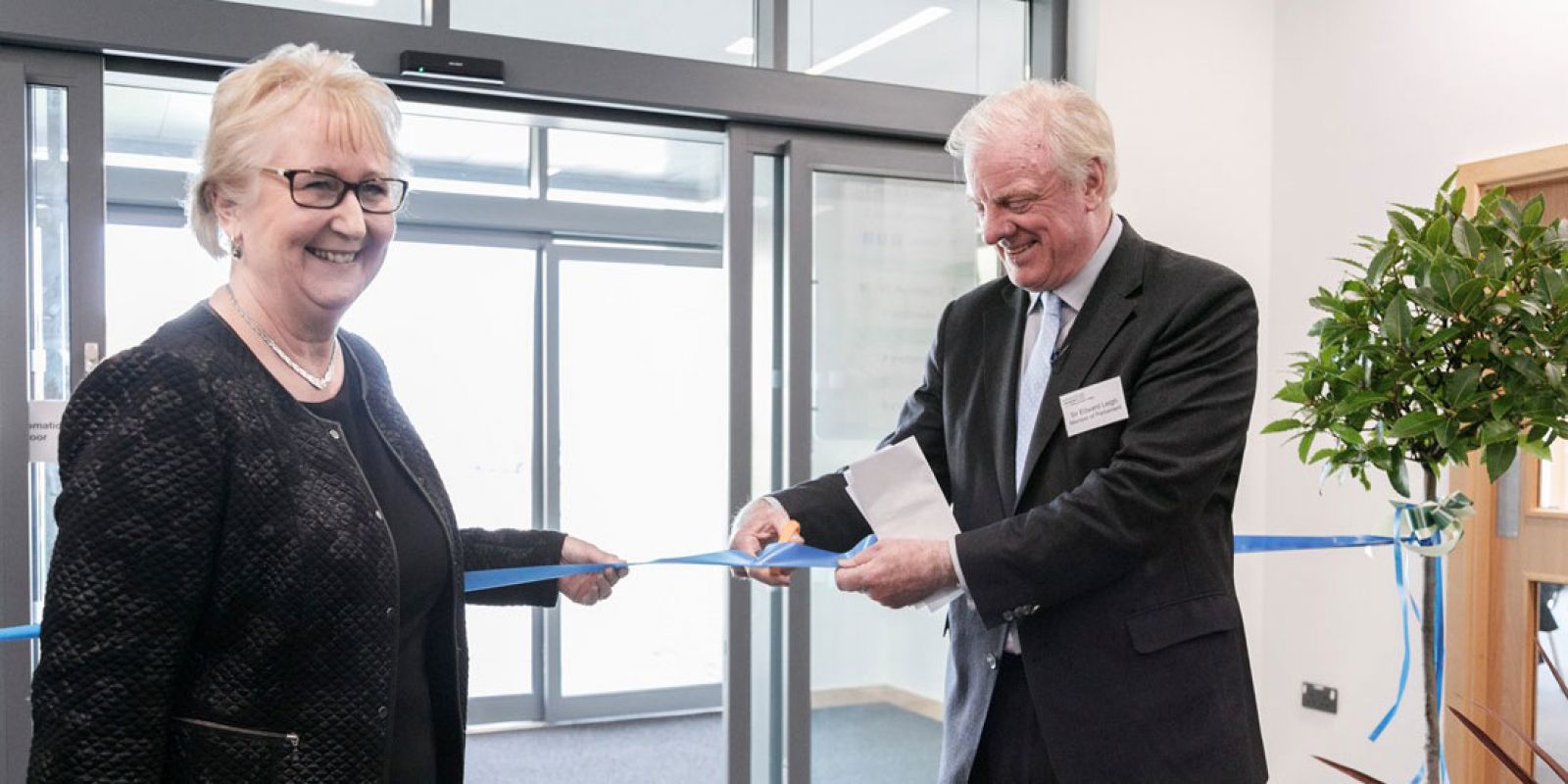 Jeanette Dawson, Principal of Bishop Burton College, with Sir Edward Leigh at the opening ceremony