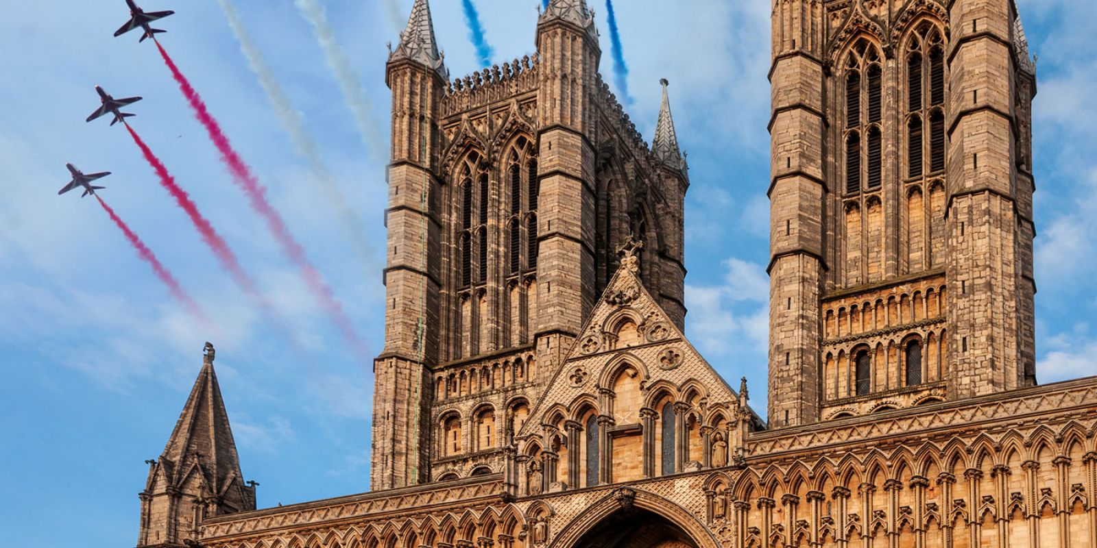 Cathedral and red arrows