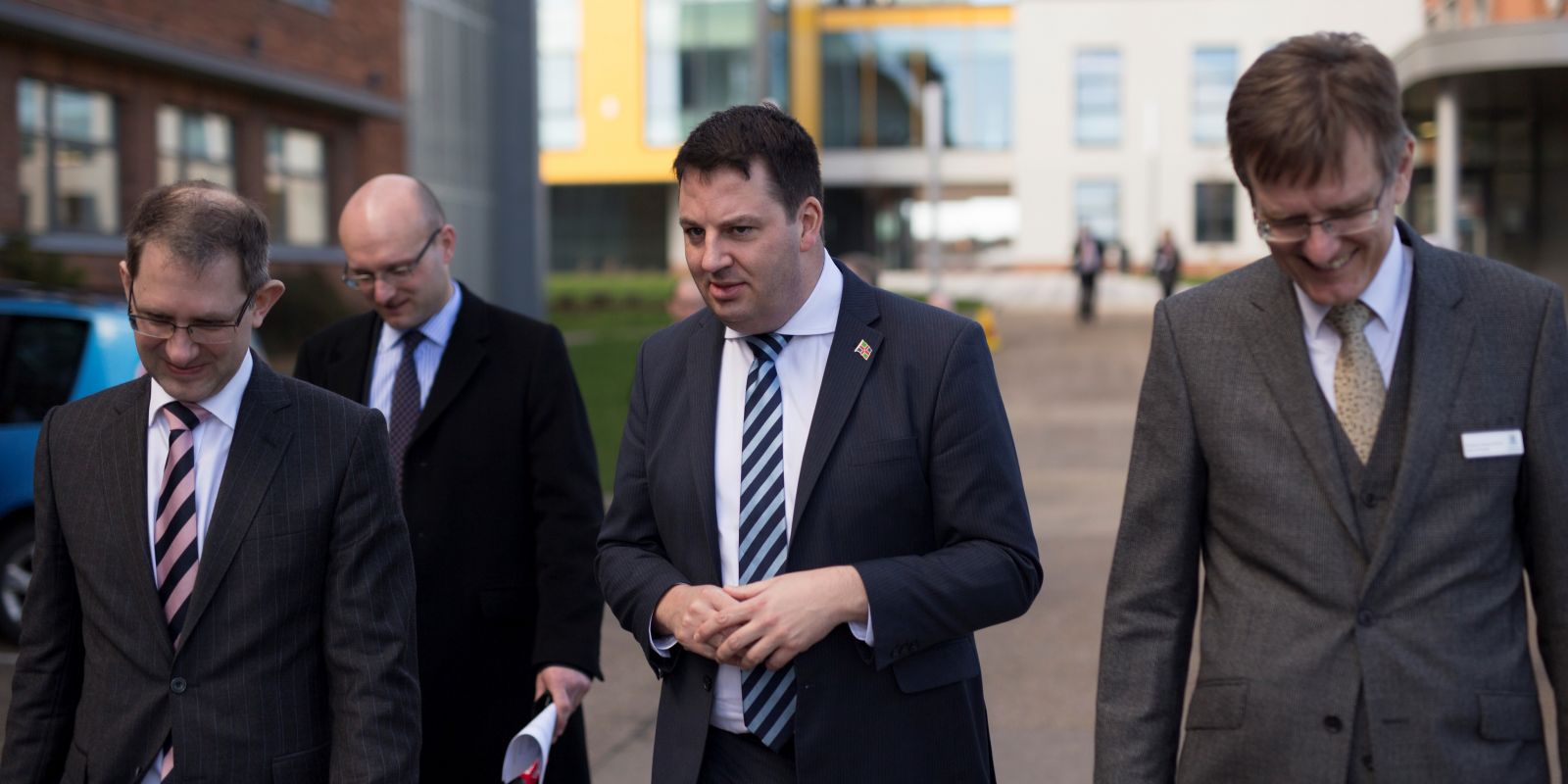 Local Growth Minister Andrew Percy MP with Tom Blount, Andrew Stevenson and Andrew Hunter (University of Lincoln)